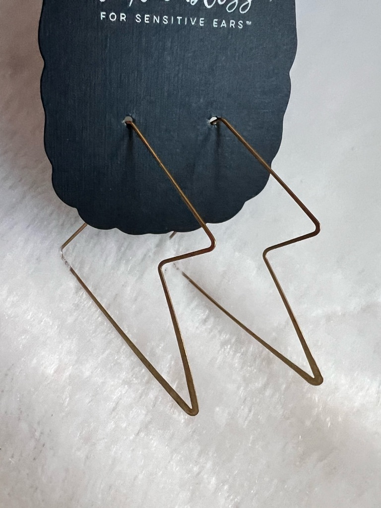 Gold Tone Lightning Bolt Earrings